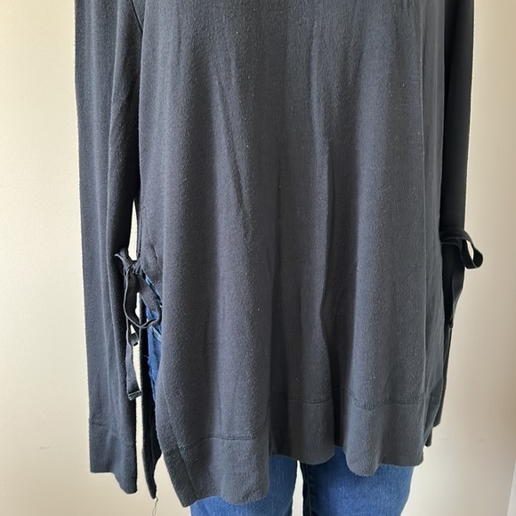 UGG Quincy Bow Tie Side Black Terry Sweatshirt Relaxed Fit  Sz L - Picture 6 of 13